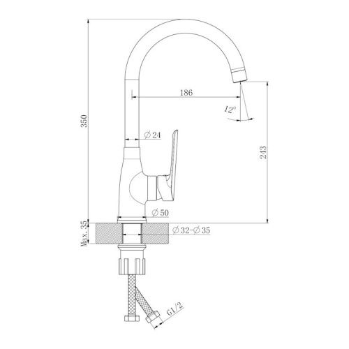 Смеситель для кухни Esko LG519GM на мойку вороненая сталь - фото 3