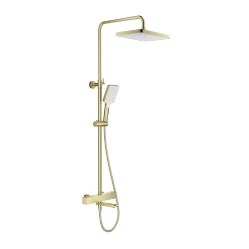 Душевая стойка Splenka S224.26.03 настенная цвет сатин золотой с термостатом - фото 2