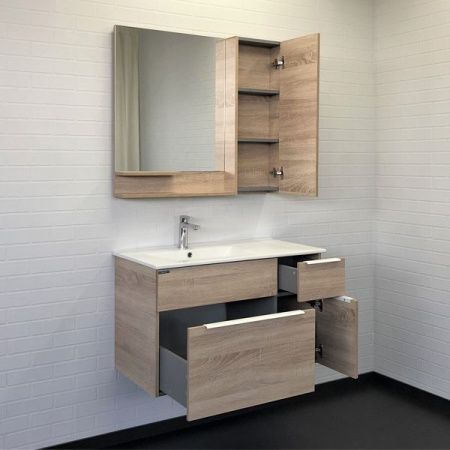 Зеркало-шкаф Comforty Варна 00-00009918CF 90х80 подвесной цвет бежевый/белый