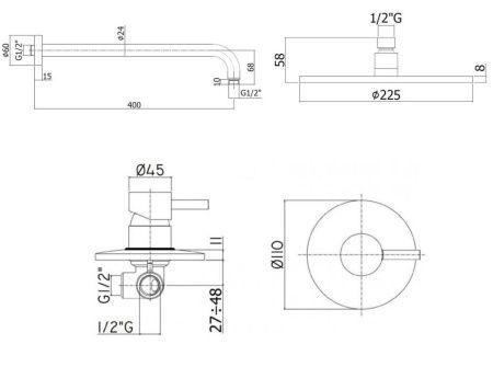 Душевая система Paffoni Light KITLIG011CR встраиваемая в стену