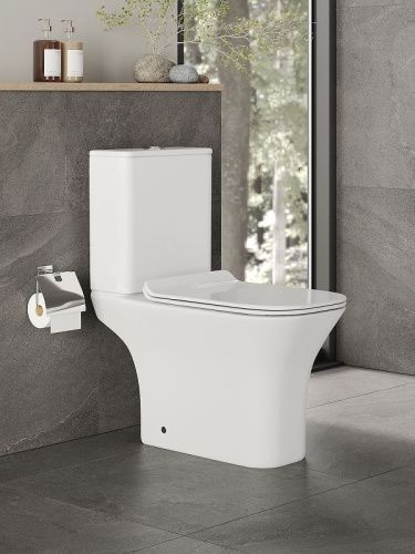 Унитаз напольный с бачком Orange C02-000W белый с сиденьем микролифт душевой смыв - фото 4