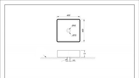 Раковина из сантехнического фарфора Bravat C22356K-ENG 40х40 накладная цвет черный без отверстий под смеситель