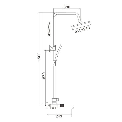 Душевая стойка Rose R1896H настенная цвет черный с термостатом - фото 3