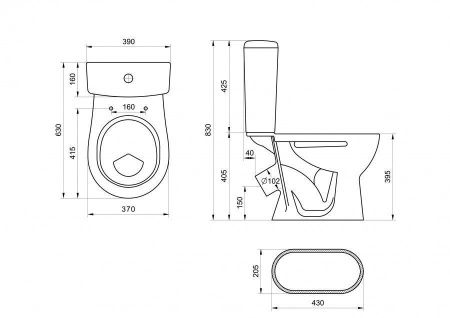 Унитаз-компакт напольный с бачком Santeri Орион 1P4038S0000BF белый с сиденьем микролифт каскадный смыв