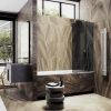 Душевая шторка на ванну Maybah Glass MGV-140-5у 55х140 стекло тонированное профиль хром ориентация универсальная