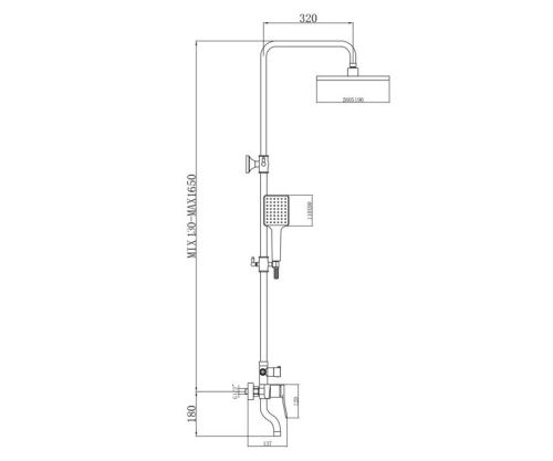 Душевая стойка Bronze de Luxe EL77/1CB настенная цвет хром/черный - фото 3