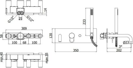 Смеситель для ванны с душем Paffoni Joker JK001CR встраиваемый в стену хром