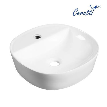 Раковина из сантехнического фарфора Cerutti SPA CR0075 40х40 накладная цвет белый 1 отверстие под смеситель