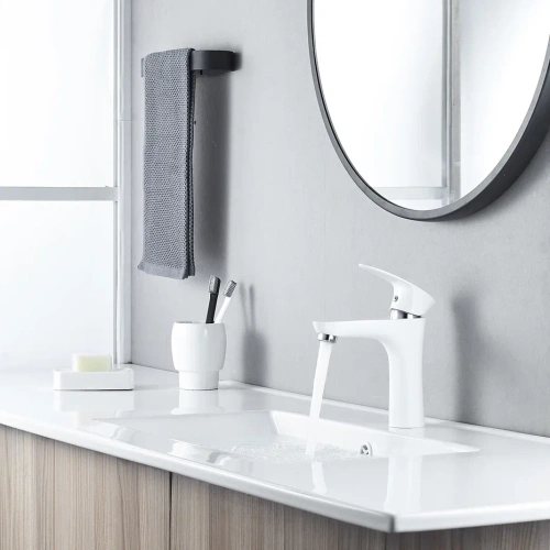 Смеситель Shevanik S9801F на раковину белый/хром - фото 5