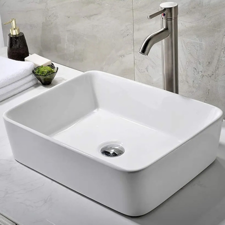 Раковина из сантехнического фарфора Teymi Helmi T50302 48х37 накладная цвет белый без отверстий под смеситель