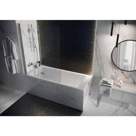 Душевая шторка на ванну Roca CAPITAL 7.M411.1.512.M 115x140 стекло прозрачное профиль хром ориентация универсальная