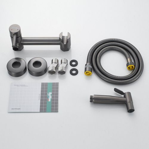 Гигиенический душ со смесителем Raffine F207T оружейная сталь - фото 4