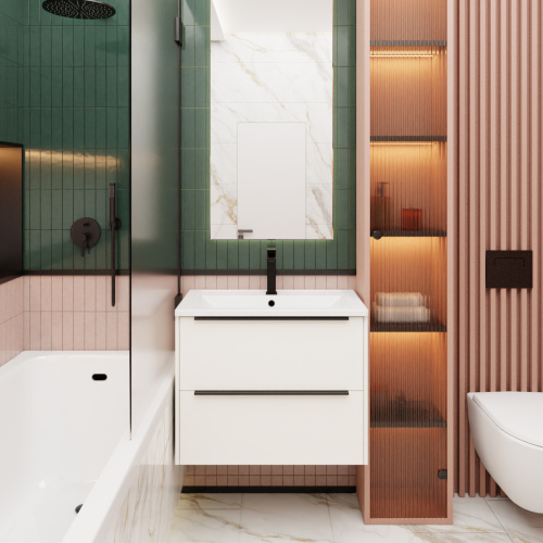 Тумба с раковиной La Fenice TESORO NFNC-01-TES-PB-100-2-3-100 101х63х47 подвесная цвет белый - фото 3