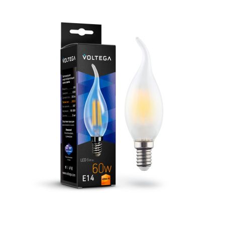 Лампа светодиодная Voltega Candle wind matt 6W (Свеча на ветру матовая 6Вт) 7025