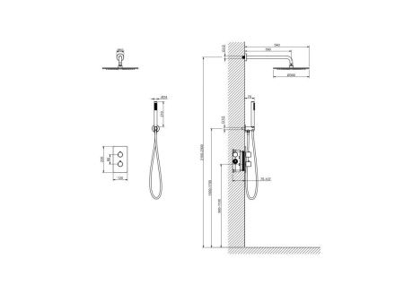 Душевая система Aquatek Европа AQ1376BG встраиваемая в стену цвет золото с термостатом