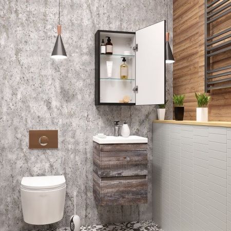 Зеркало-шкаф Art&Max TECHNO AM-Tec-350-650-1D-R-DS-F-Nero 40х70 подвесной цвет черный