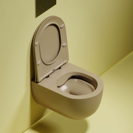 Унитаз подвесной Ceramica Nova MODENA CN6063MC коричневый с сиденьем микролифт безободковый душевой смыв