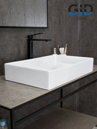 Раковина керамическая Gid Geométrico 51228 60х40 накладная цвет белый без отверстий под смеситель
