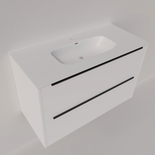 Тумба под раковину La Fenice Tesoro FNC-01-TES-PB-100-2 99х44х62 подвесная цвет белый матовый - фото 5