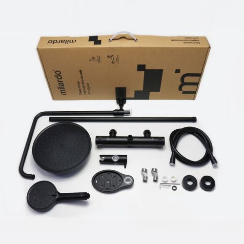 Душевая стойка Milardo Ideal Spa ILSBLTHM89 настенная цвет черный матовый - фото 5