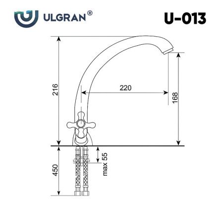 Смеситель для кухни Ulgran Classic U-013-342 на мойку графит