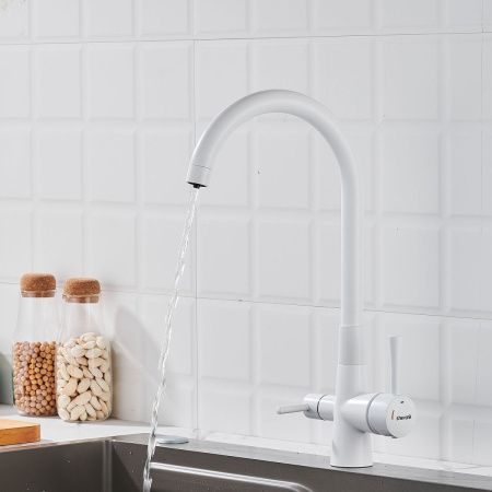 Смеситель для кухни Shevanik S428C на мойку белый