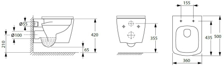 Чаша унитаза подвесная Allen Brau Liberty 4.33004.20 цвет белый без сиденья безободковая каскадный смыв