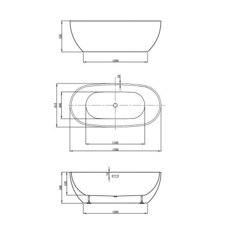 Ванна акриловая Vincea VBT-408-1700 170х80 отдельностоящая овальная