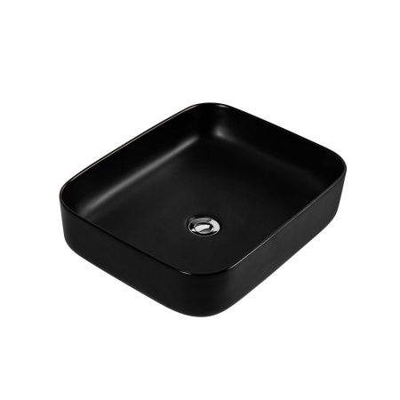 Раковина из сантехнического фарфора Aquatek ВЕГА AQ5515-MB 50х40 накладная цвет черный без отверстий под смеситель