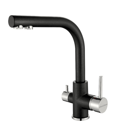 Смеситель для кухни Paulmark ESSEN Es213011-418 на раковину черный металлик без термостата
