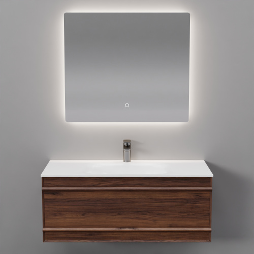 Тумба с раковиной зеркалом и смесителем ArtDecco Bridget (Бриджит) ABR10W22S1MF 100x45x40 подвесная цвет черный орех - фото 5