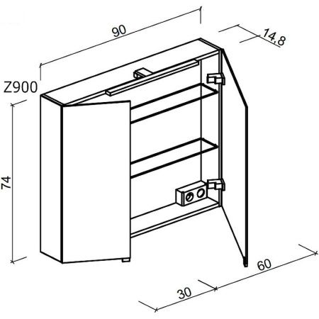 Зеркало-шкаф Sancos Hilton Z900 90х70 подвесной цвет белый