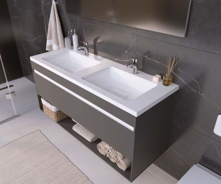 Раковина из искусственного камня Uperwood Modul 2911020342 110х50 полувстраиваемая цвет белый