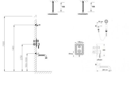 Душевая система Bronze de Luxe 10137/1F встраиваемая в стену цвет бронза