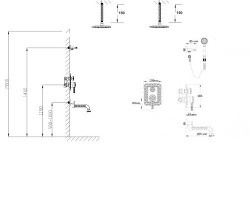 Душевая система Bronze de Luxe 10137/1F встраиваемая в стену цвет бронза - фото 3