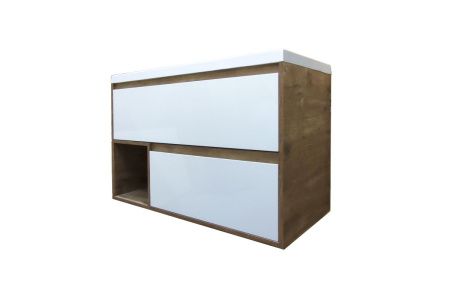 Тумба с раковиной Эстет Monaco Wood ФР-00010683 80х50 подвесная цвет белый/бежевый