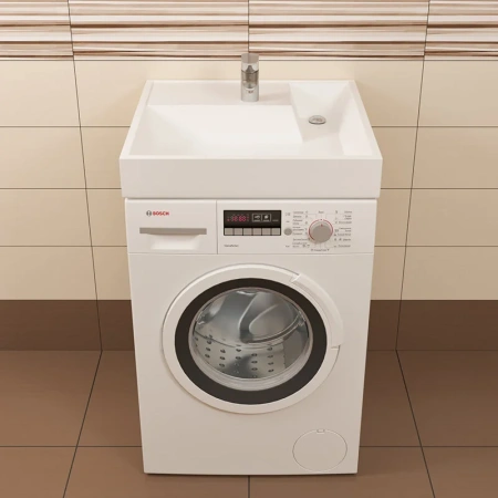 Раковина из искусственного камня СанТа Юпитер 900117 60х50 над стиральной машиной цвет белый