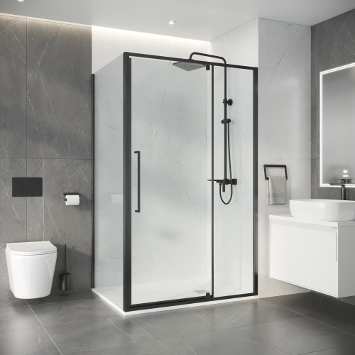 Душевой уголок Niagara Nova NG-35-11AGR-A80GR-34 110х80 стекло прозрачное профиль графит матовый без поддона - фото 4