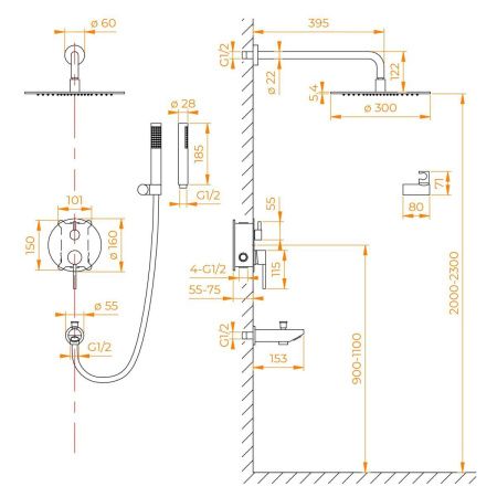 Душевая система RGW Shower Panels 511408521-04 встраиваемая в стену цвет черный