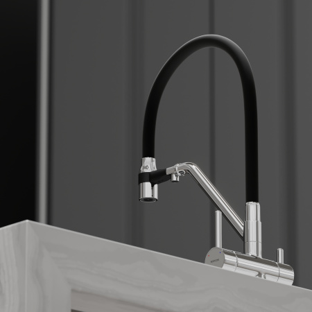 Смеситель для кухни Sancos Dora SC4003CH на мойку хром/черный без термостата