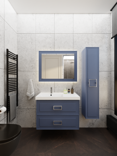 Тумба с раковиной La Fenice Cubo TWIN NFNC-01-CUB-BG-90-2-2-90-2L 91х62х49 подвесная цвет синий - фото 5