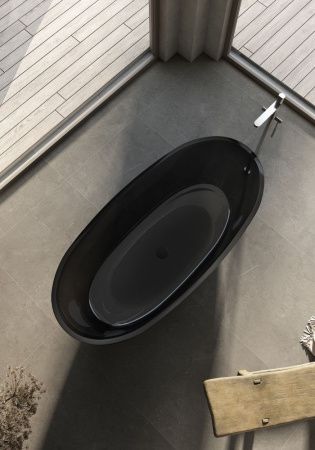 Ванна из полиэфирной смолы Abber Kristall AT9701Onyx 165х80 отдельностоящая овальная