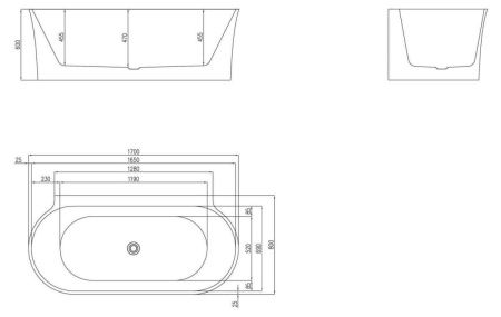 Ванна акриловая BelBagno BB409-1700-800 170х80 отдельностоящая овальная с ножками