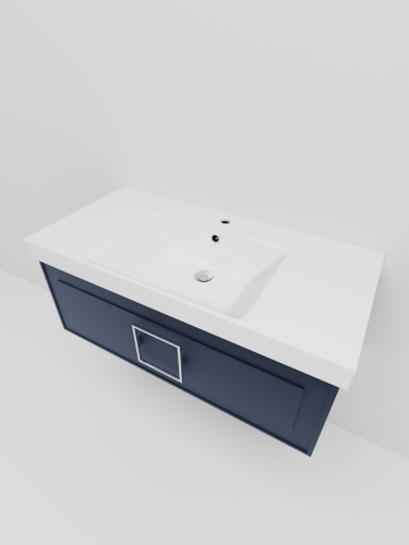 Тумба с раковиной La Fenice CUBO NFNC-01-CUB-BG-100-1-100 101х36х49 подвесная цвет синий - фото 3