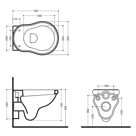 Чаша унитаза подвесная Kerasan Retro 101501 цвет белый без сиденья душевой смыв