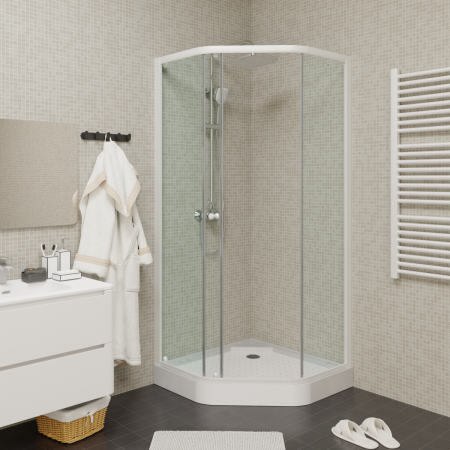 Душевой уголок Parly ZEP91 90х90 стекло прозрачное профиль белый с поддоном