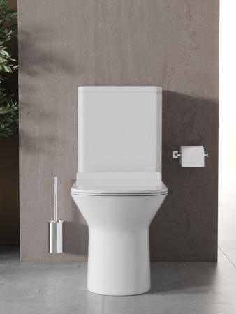 Унитаз напольный с бачком Agger AT02000 белый с сиденьем микролифт безободковый душевой смыв