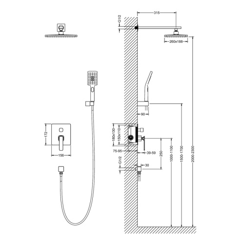 Душевая система Timo Saona SX-2370/00SM встраиваемая в стену - фото 2 Душевая система Timo Saona SX-2370/00SM встраиваемая в стену - фото 2