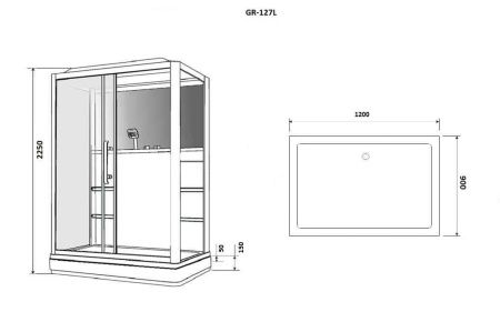 Душевая кабина Grossman GR127L 120х90 прямоугольная с крышей ориентация левая