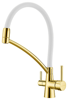 Смеситель для кухни Paulmark SIEGEN Si213111-GW на раковину золото/белый